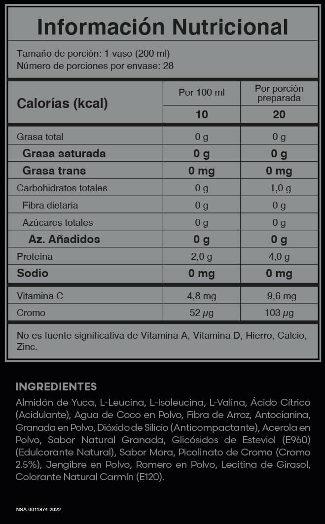 POST SPORT · 28 días · Tabla nutricional oficial Colombia