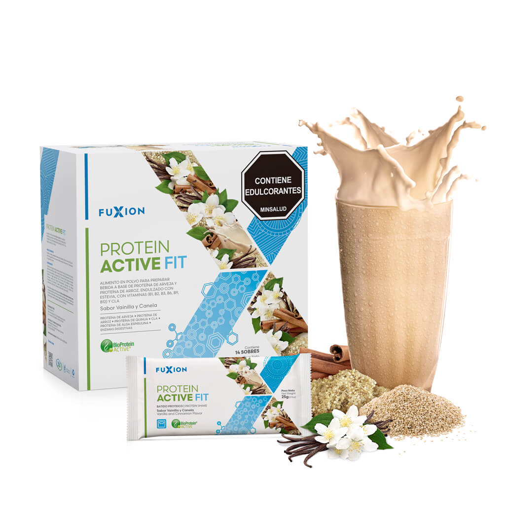 PROTEIN ACTIVE FIT · Vainilla y Canela · Reverso y composición