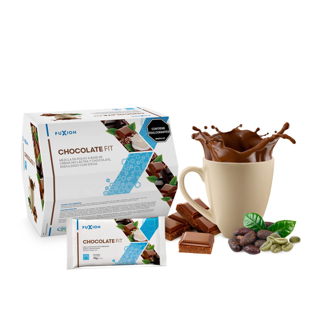 CHOCOLATE FIT · 14 sobres · Reverso y composición