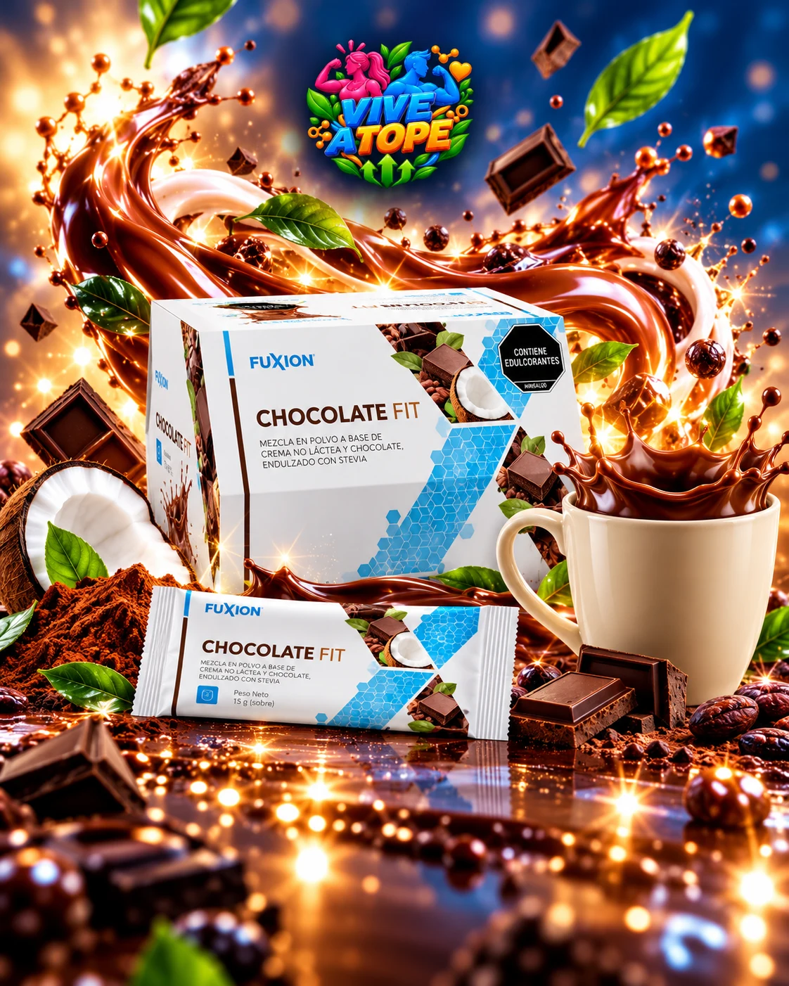 CHOCOLATE FIT · 14 sobres · envase Colombia