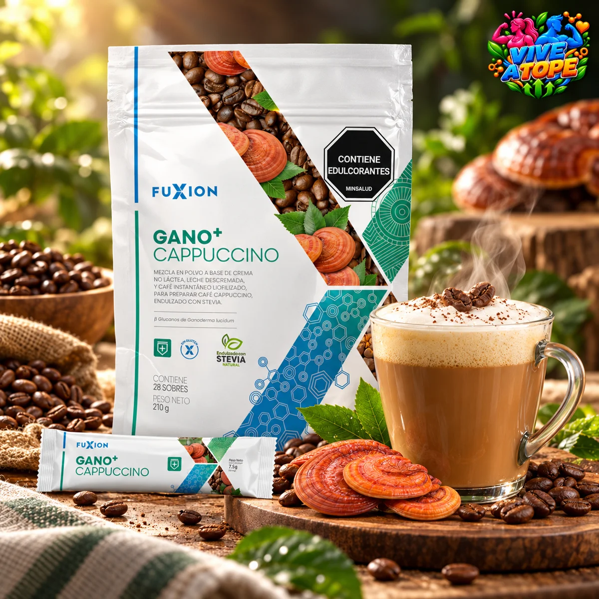 GANO+ CAPPUCCINO · 28 días · envase Colombia