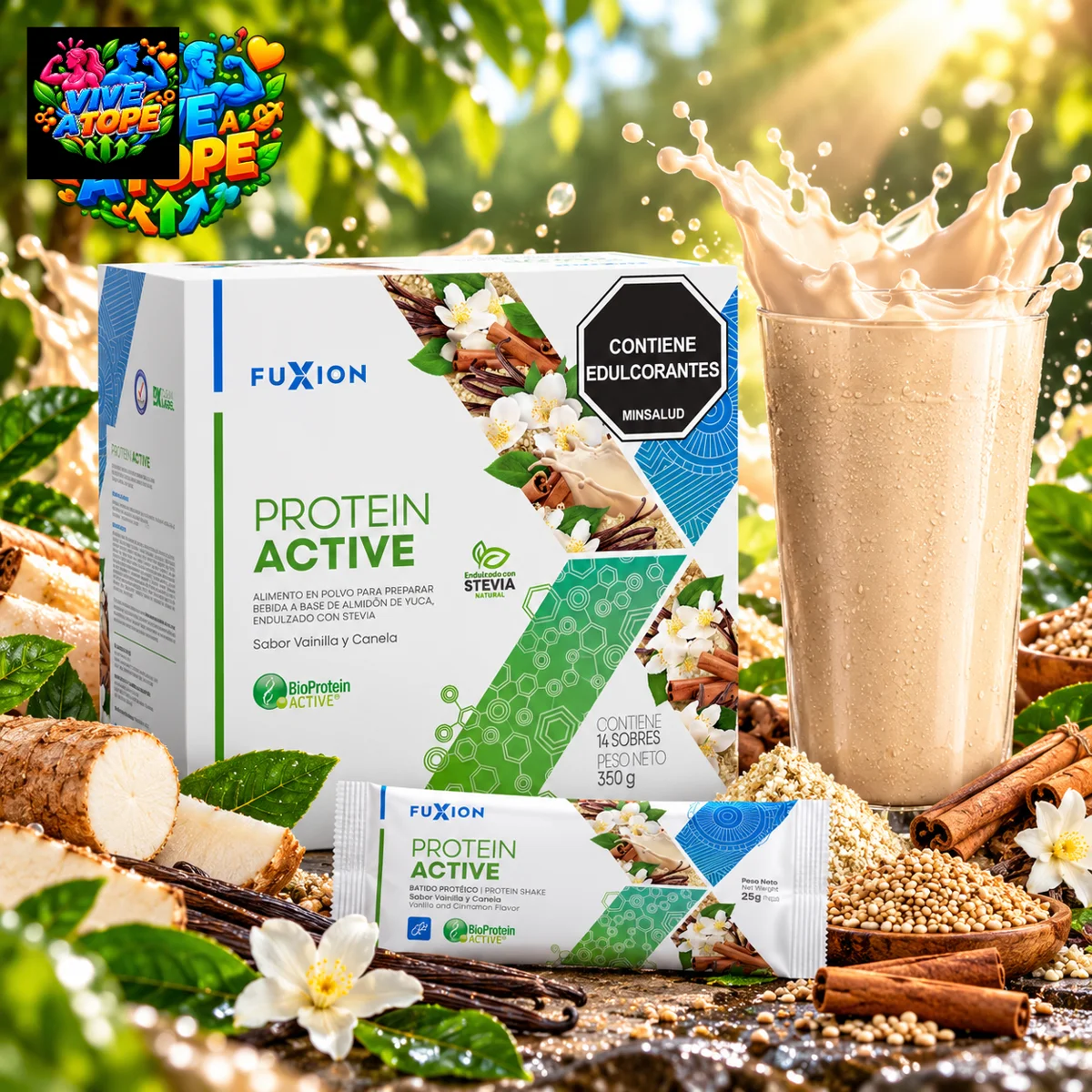 Protein Active · Vainilla y Canela · envase Colombia